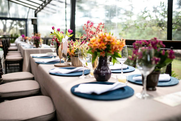Floral arrangement for wedding table setting theme
